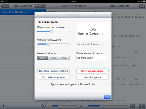 Chords Archiver per archiviare accordi e testi su iPad